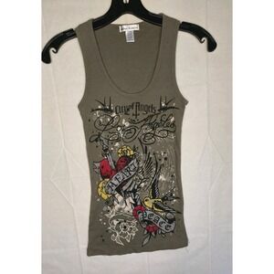 VTG Y2K Ed Hardy Style Emo Grunge Avril Lavigne Tank Size Small Urban Behavior